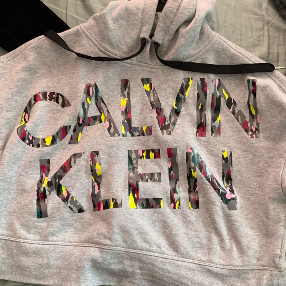 Gray Calvin Klein cropped hoodie